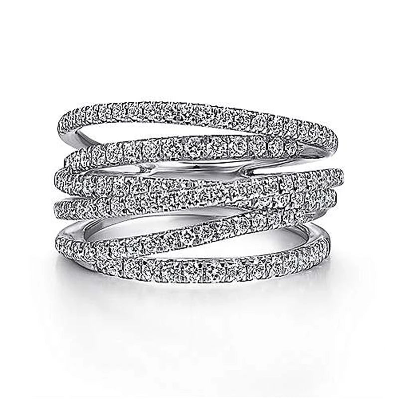 Huitan Silver CZ Stone Women's Fashion Ring – Statement Jewelry Fashion Ring Axl