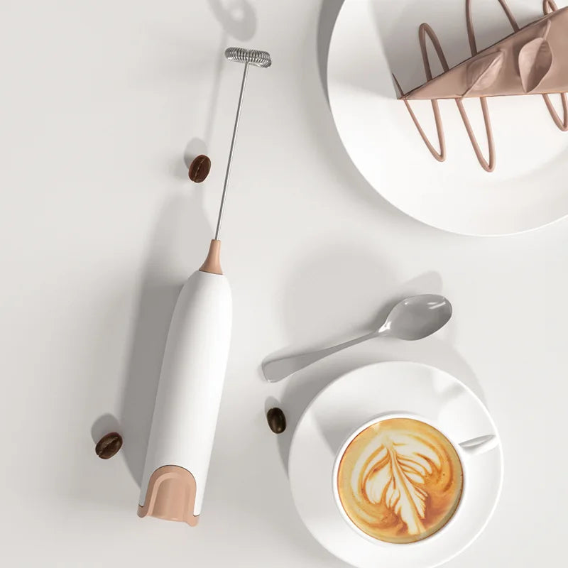 BALASHOV Electric Milk Frother – Handheld Battery Whisk Milk Frother Axl Brown