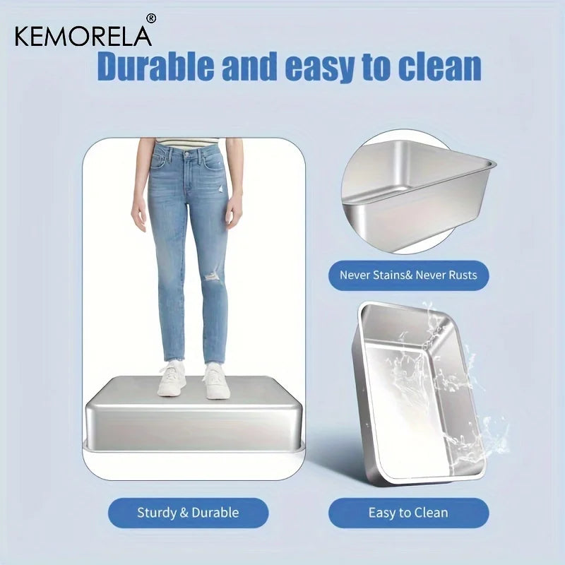 KEMORELA XL Stainless Steel Cat Litter Box with Lid & Scoop Cat Litter Box Axl