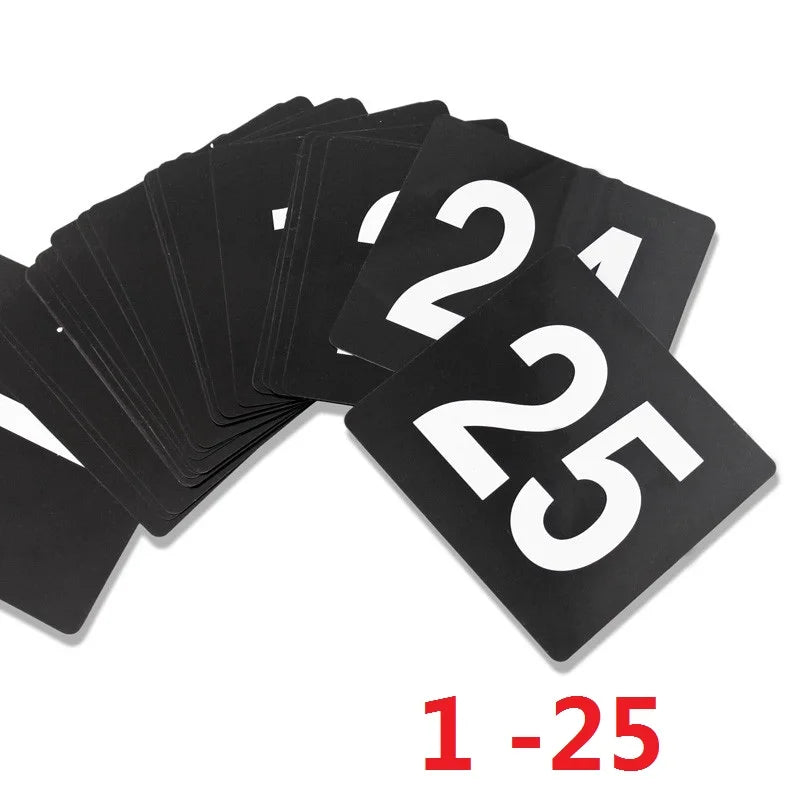 Plastic Table Number Cards 1–100 Double-Sided | Wedding & Events Table Number Cards Axl Black 1 to 25