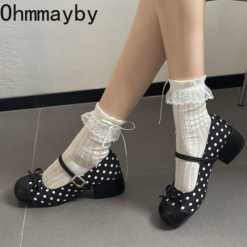 Women's Mary Jane Pumps – Butterfly-Knot Buckle Block Heel Mary Jane Pumps Axl