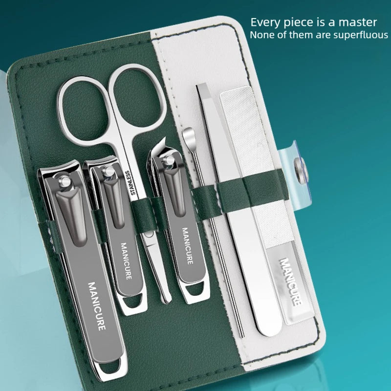 Stainless Steel Manicure Set – Portable Nail Care Kit & Bag Manicure Set Axl