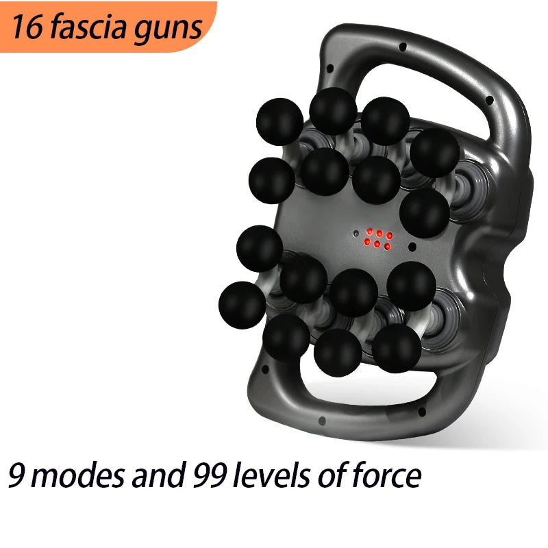 16-Head Fascia Massage Gun – 9 Modes, 99 Levels, USB Charge Fascia Massage Gun Axl