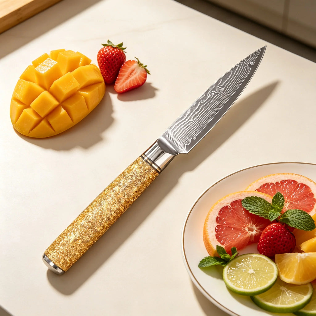 67-Layer Damascus Steel Paring Knife – Sharp Kitchen Blade Damascus Kitchen Knife Axl