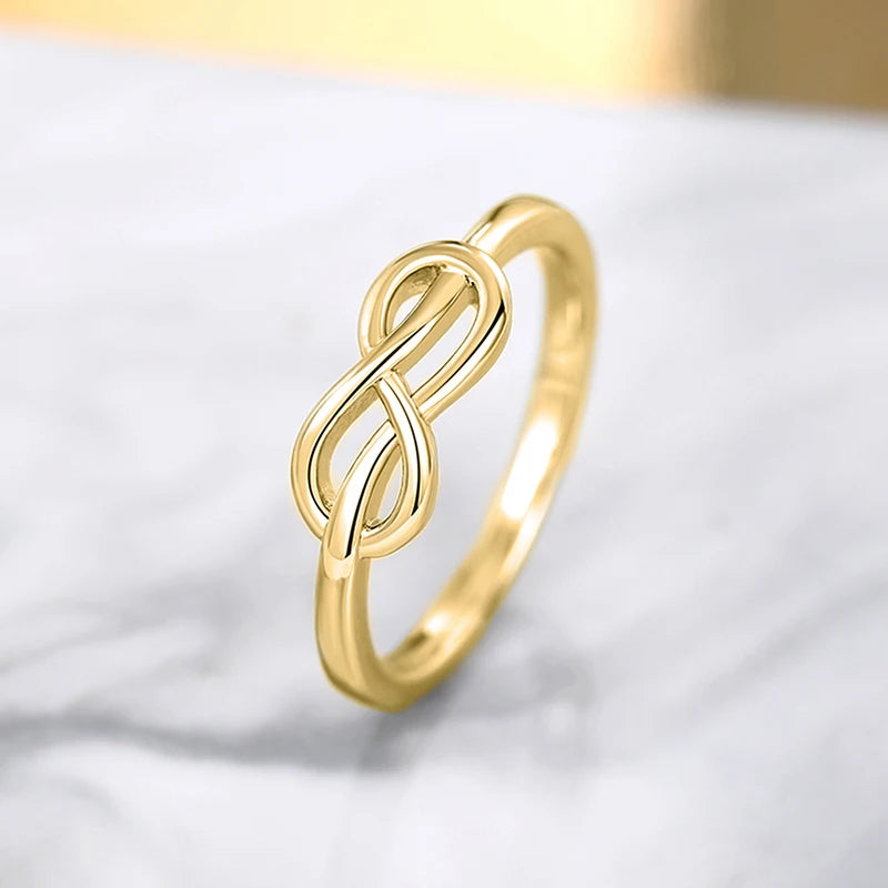 Huitan Minimalist Infinity Brass Ring for Women | Sizes 5–14 Fashion Ring Axl Q848 7