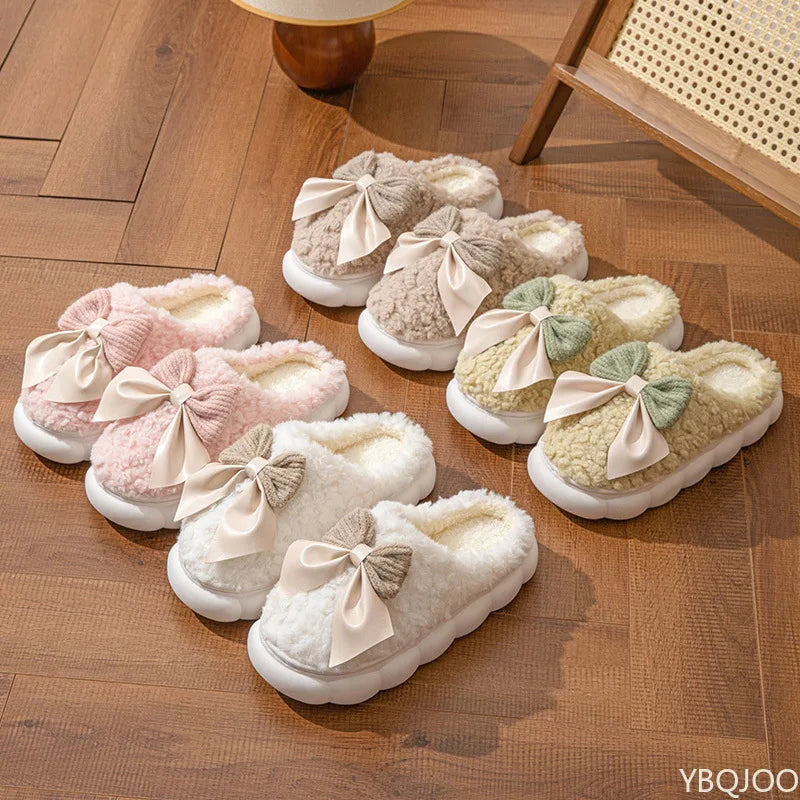 Women's Butterfly Cotton Slippers – Warm Thick Sole Indoor Indoor House Slippers Axl