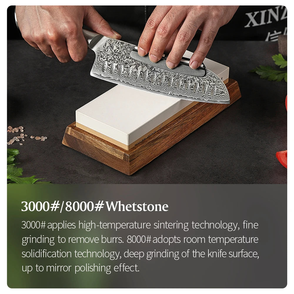XINZUO Double-Sided Whetstone 1000/5000 or 3000/8000 Grit + Guide Knife Sharpening Stone Axl