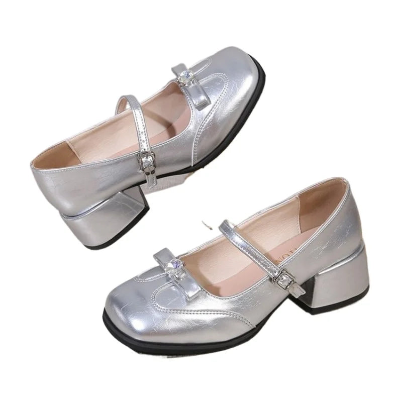 Women's Square Toe Mary Jane Flats | Belt Buckle Strap Mary Jane Flats Axl