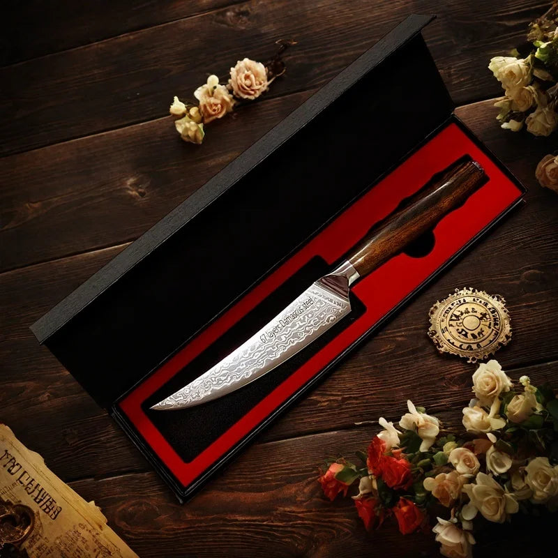 Damascus Steel VG10 Steak Knife – 67-Layer Ebony Handle Damascus Kitchen Knife Axl