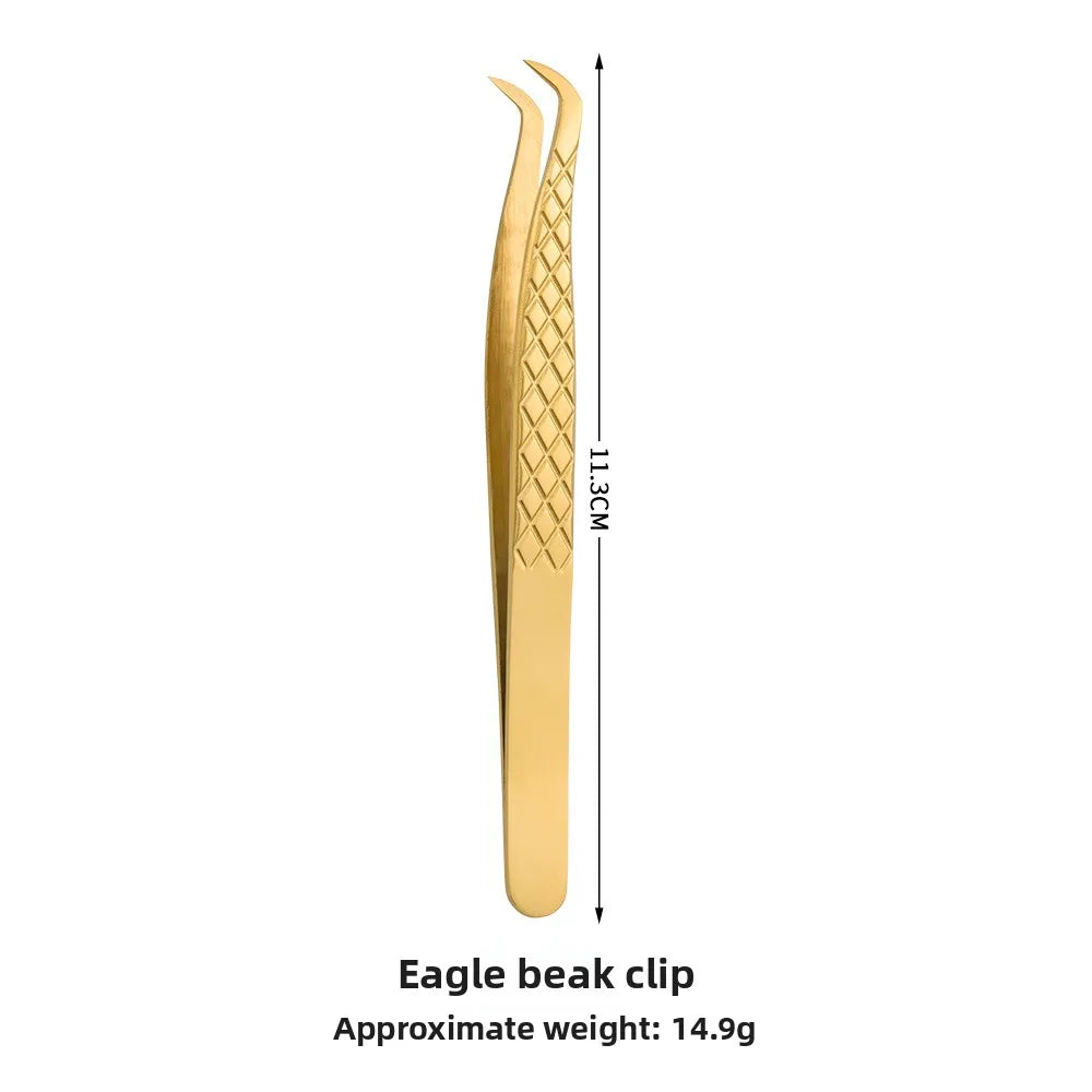 Golden Net Pattern Eyelash Extension Tweezers | Precision Lash Clip Eyelash Tweezers Axl Gold-1.5mmNet-patter 3