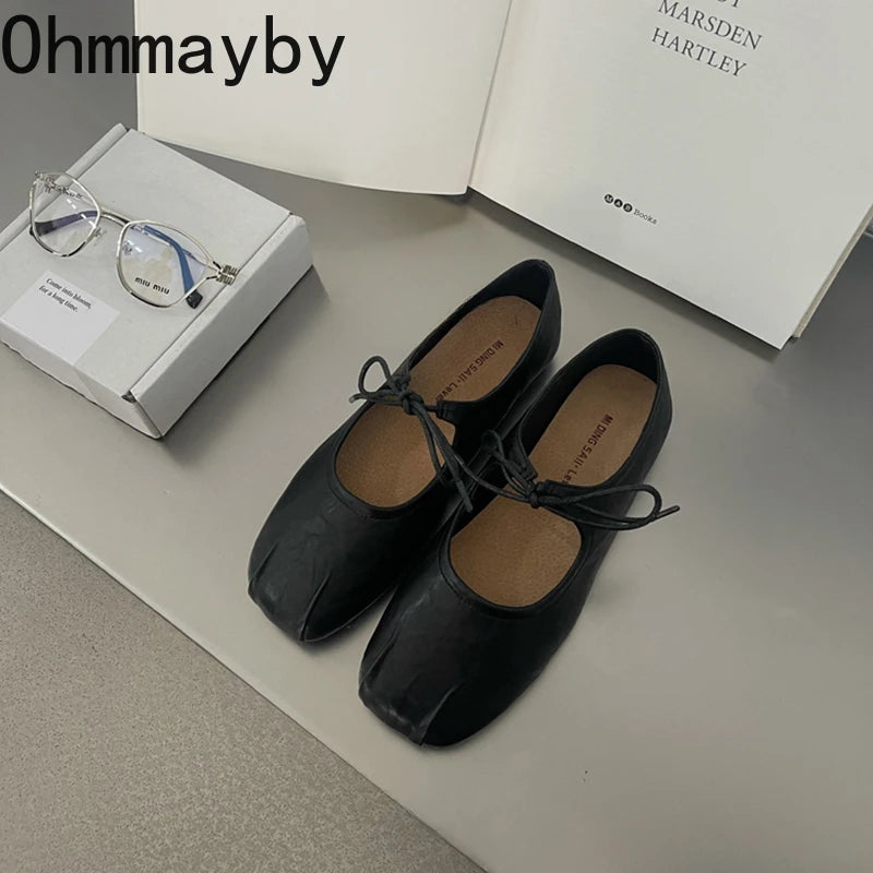 Women's Ballet Flats – Butterfly-Knot Square Toe Slip-On Shoes Ballet Flats Axl