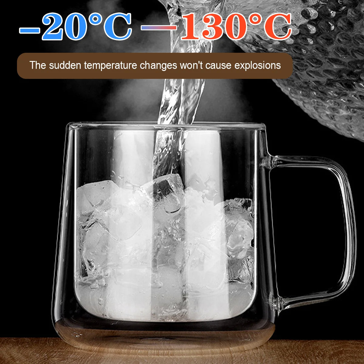 Leeseph Double Wall Glass Mugs 13.5oz/24oz – Set of 2 Glass Coffee Mugs Axl
