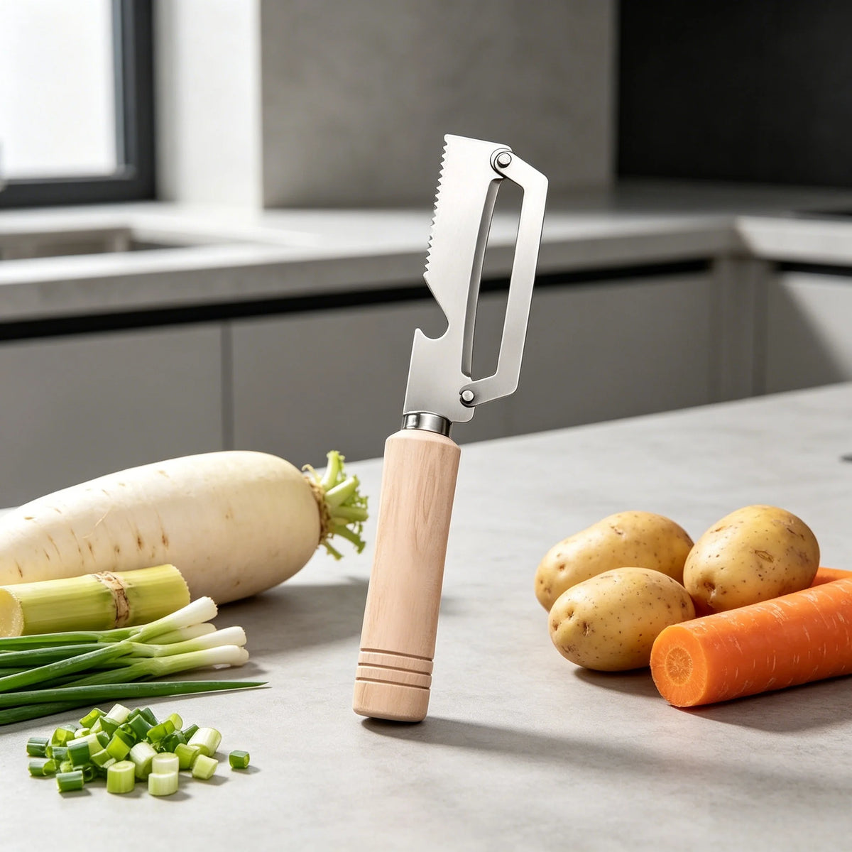 Stainless Steel Vegetable Peeler & Grater – Wood Handle Vegetable Peeler Axl