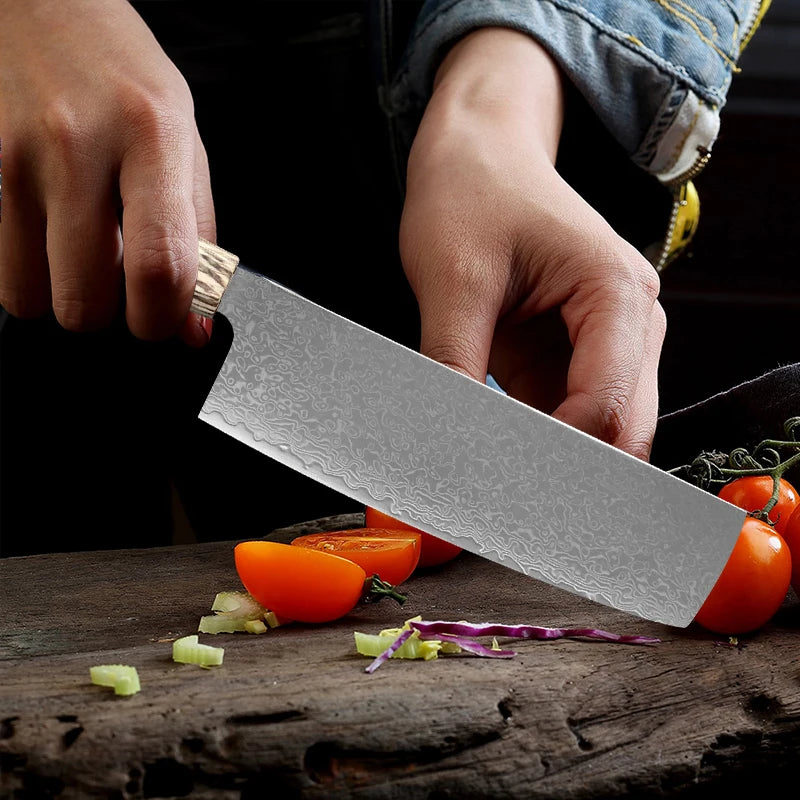 Handmade VG10 Damascus Steel Chef Knife – Colored Wood Handle Damascus Chef Knife Axl