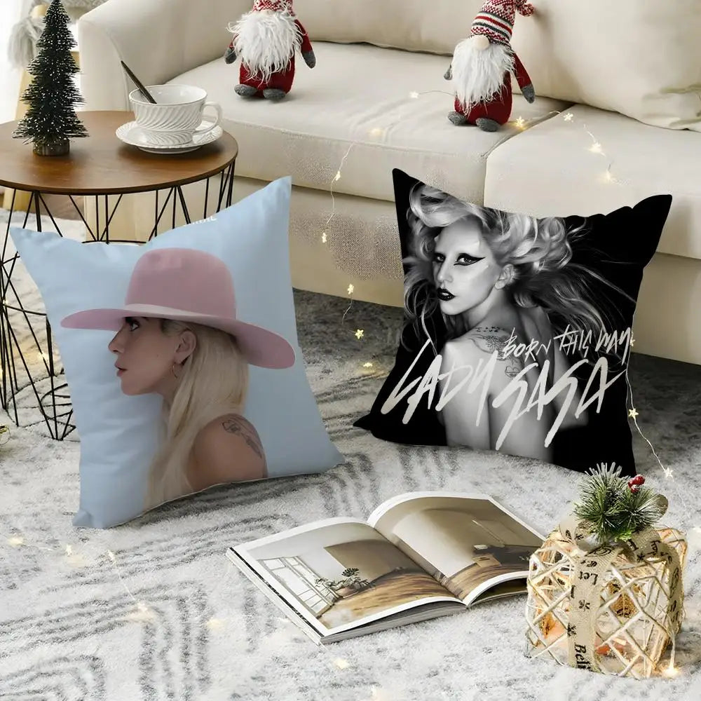 Lady Gaga Linen Cushion Cover | Breathable Pillowcase Hidden Zipper Decorative Pillow Cover Axl
