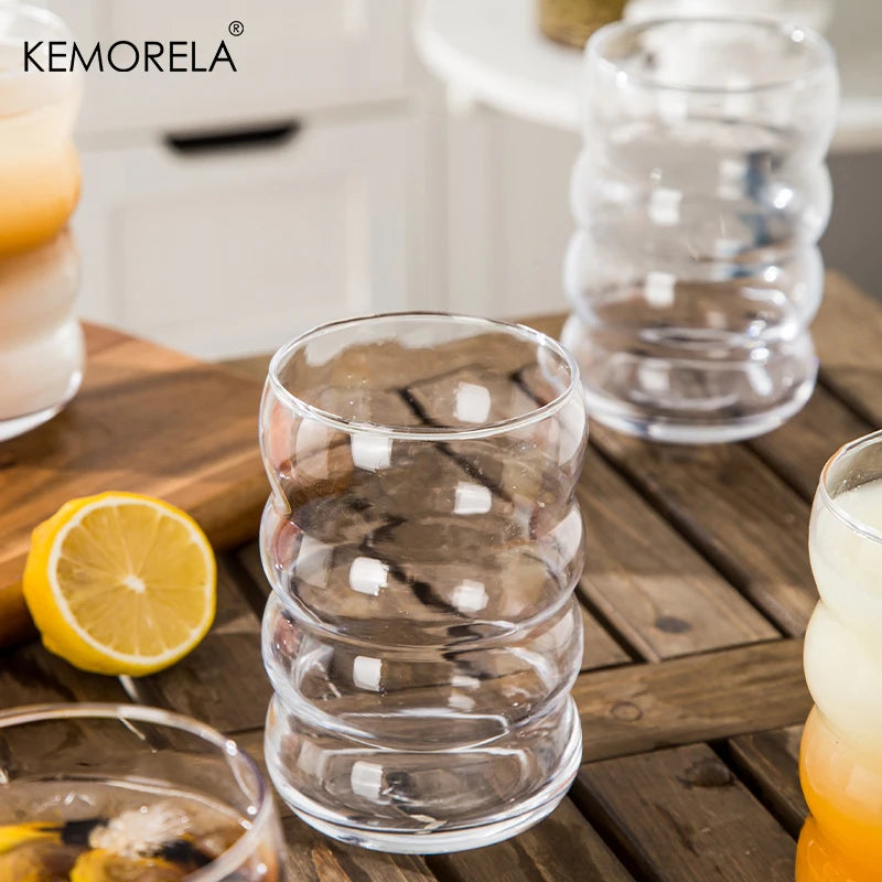 KEMORELA 16oz Glass Tumblers with Straws – Set of 4 Glass Tumbler Set Axl