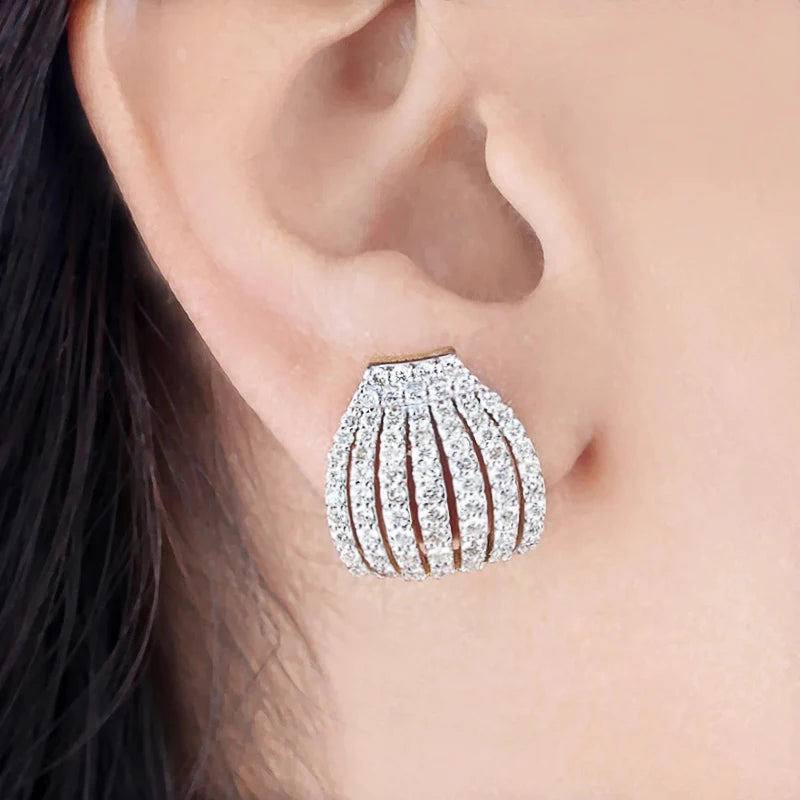 Huitan Claw Cubic Zirconia Stud Earrings – Silver Women's Jewelry Stud Earrings Axl