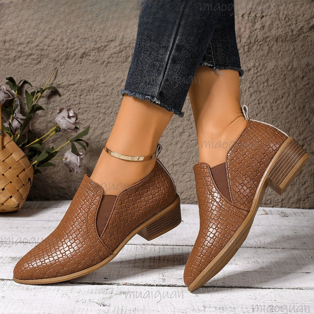 Retro Pointed Toe Mesh Loafers – Women's Low Heel Pumps Women's Heeled Loafers Axl