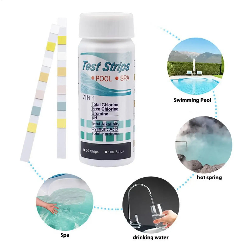 100-Pack 7-in-1 Aquarium Water Test Strips – pH Pool & Spa Kit Water Test Strips Axl