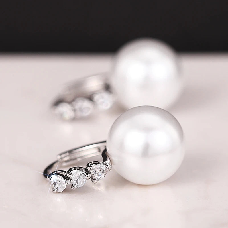 Huitan Bridal Pearl Drop Earrings – Heart CZ Silver Tone Bridal Drop Earrings Axl