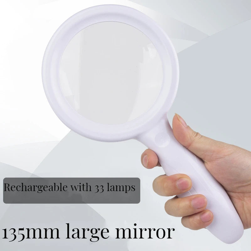 135mm LED Handheld Magnifier – Rechargeable 2x/13x Loupe Illuminated Magnifier Axl