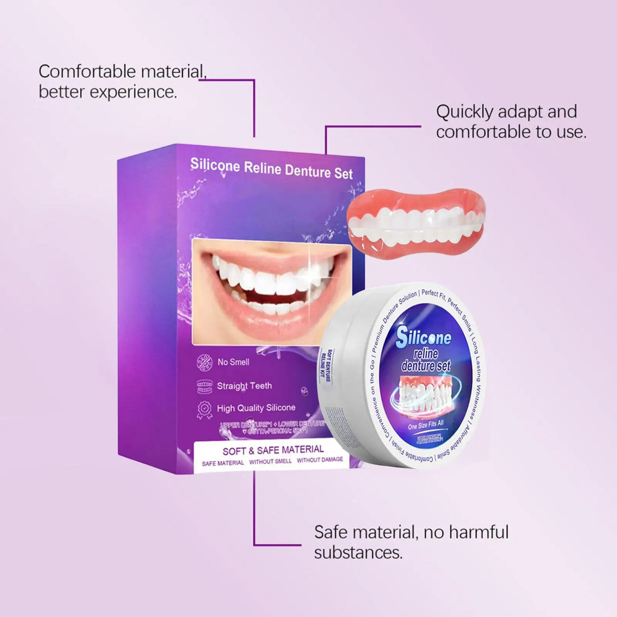 Silicone Denture Reliner Kit – Custom Fit Upper & Lower Braces Denture Reliner Kit Axl