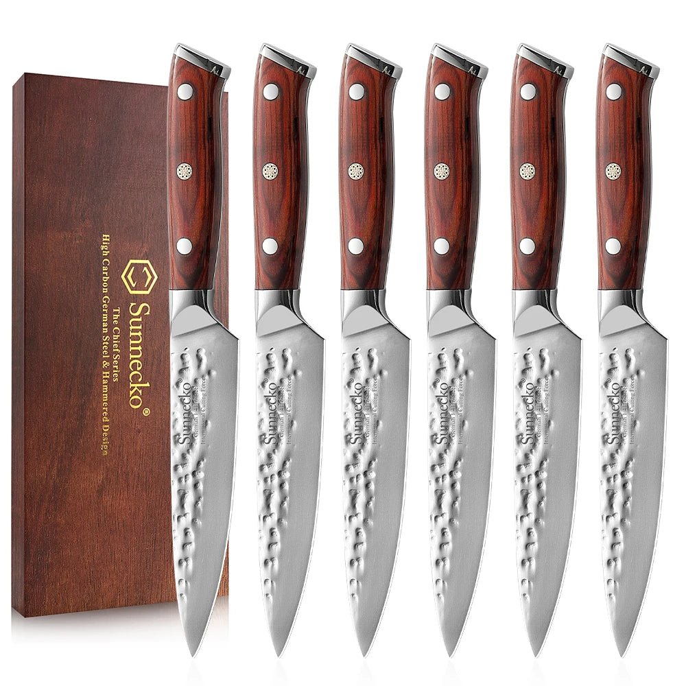 Sunnecko 6-Pc Steak Knife Set – Carbon Steel & Pakkawood Steak Knife Set Axl China Mainland