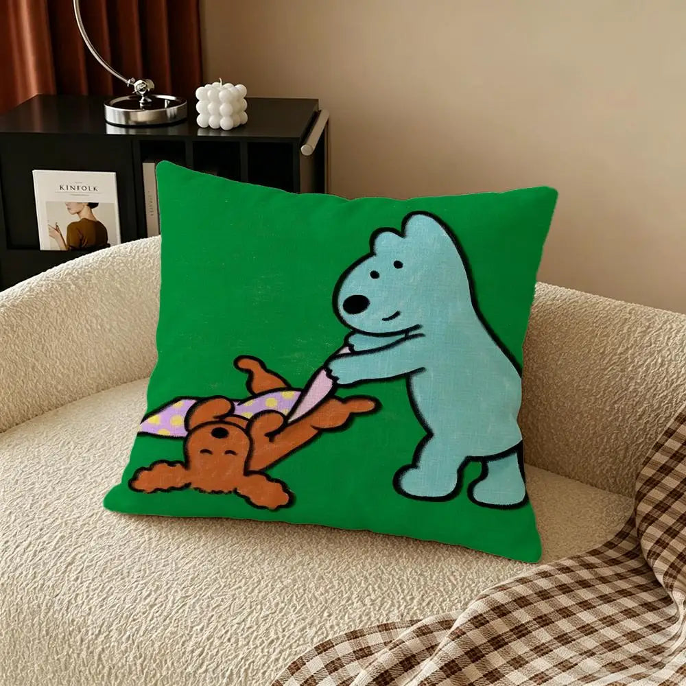 Natural Linen Cushion Cover – Printed Pillowcase for Sofa & Bed Linen Cushion Cover Axl