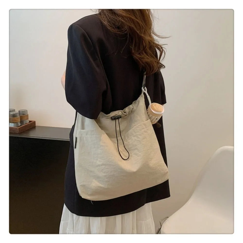 Women's Nylon Drawstring Tote – Waterproof Crossbody Bucket Bag Drawstring Bucket Bag Axl