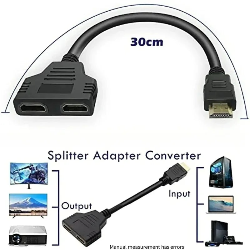 30cm HDMI Splitter Cable 1 Male to 2 Female 1080P Adapter HDMI Splitter Cable Axl