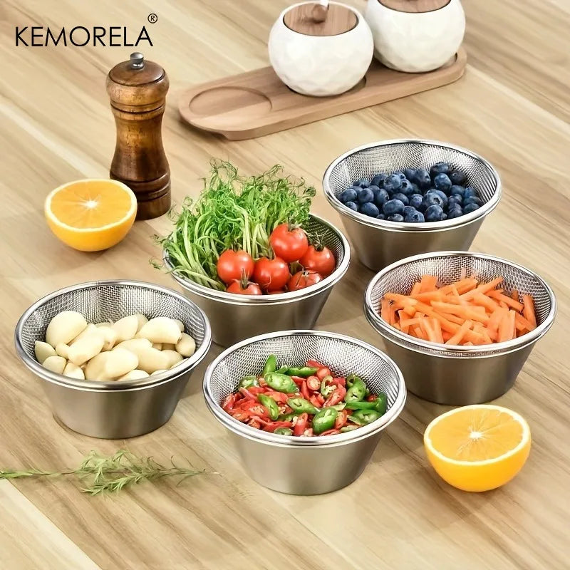 KEMORELA 304 Stainless Steel Fine Mesh Strainer Colander Bowl Mesh Strainer Colander Axl