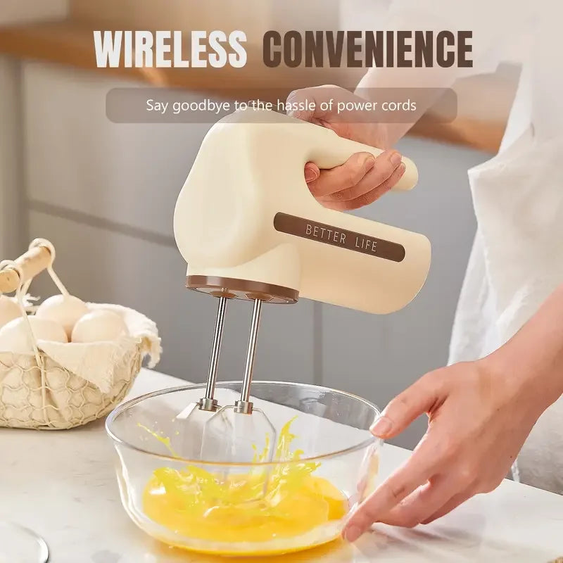Cordless Electric Hand Mixer 5 Speed – 2 Stainless Whisks Cordless Hand Mixer Axl