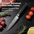 67-Layer Damascus Steel Kitchen Knife – Utility & Slicing Damascus Kitchen Knife Axl black