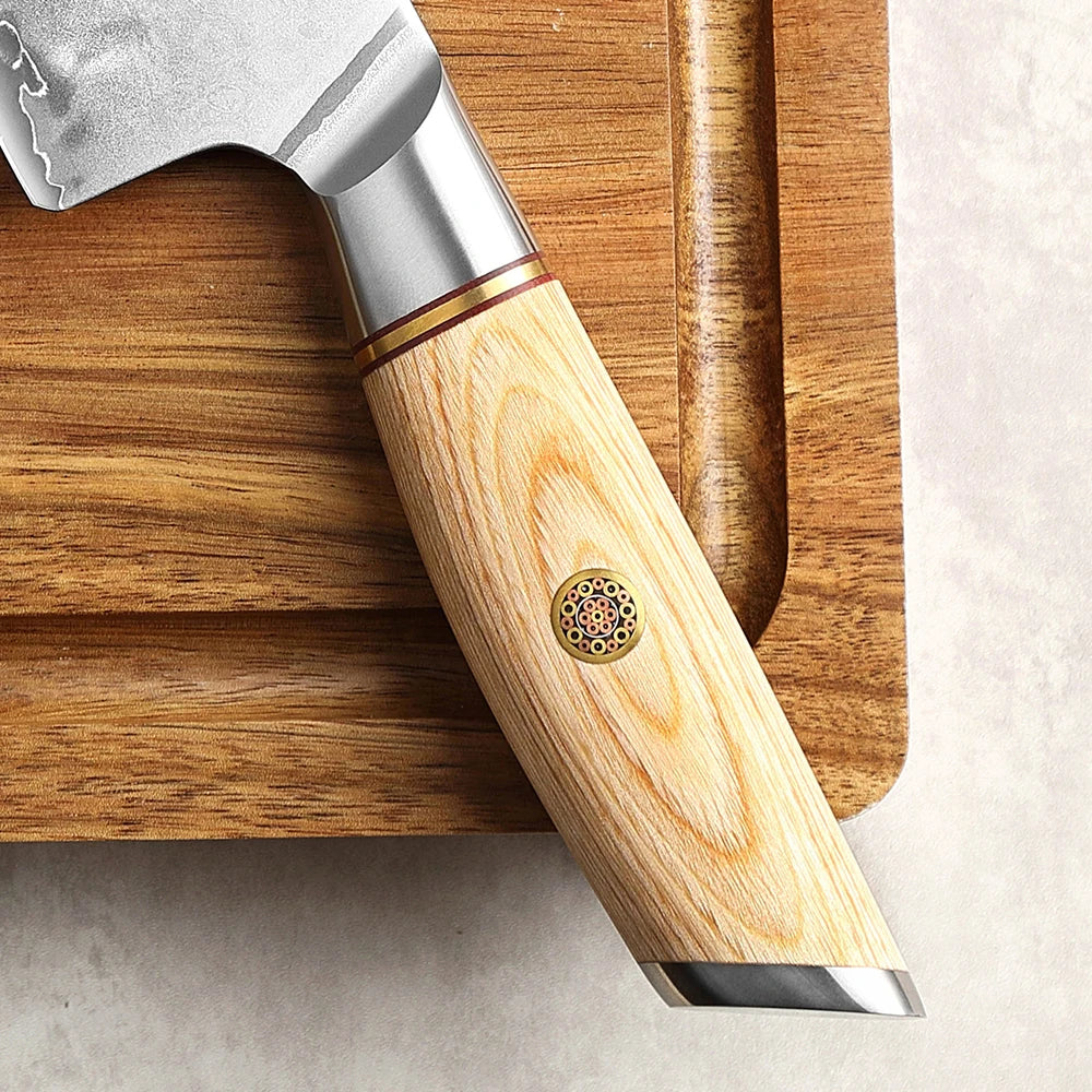 XINZUO 7" Santoku Knife | 3-Layer Steel & Pakkawood Handle Santoku Knife Axl