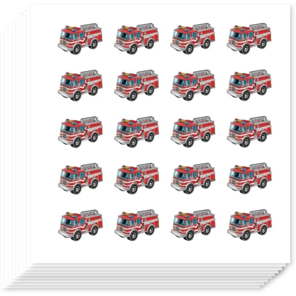 Fire Truck Stickers 400 Pcs – Self-Adhesive 20 Patterns Decorative Sticker Pack Axl