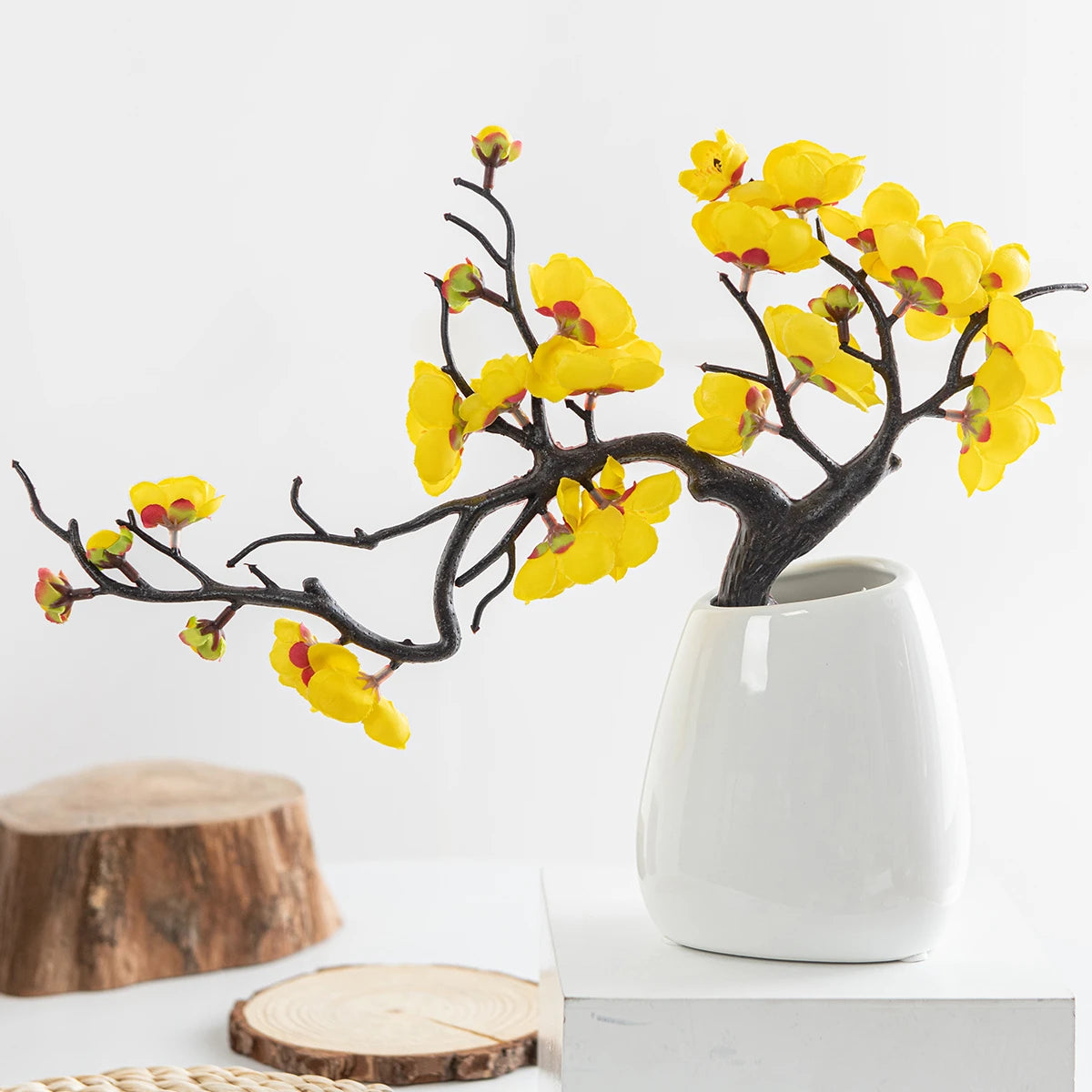 Silk Plum Blossom Branch – Artificial Spring Flower Décor Artificial Flower Branch Axl