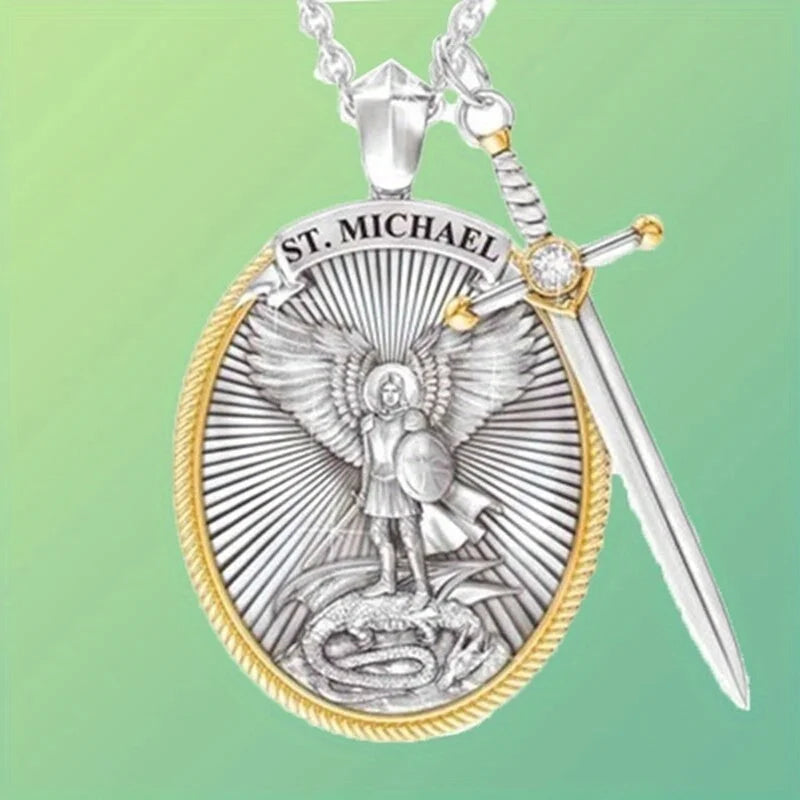 St. Michael Archangel Pendant Necklace – Catholic Saint Medal Religious Pendant Necklace Axl