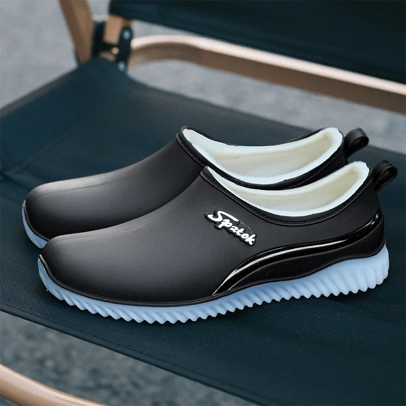 Women's Waterproof Plush Rain Shoes – Slip-On Galoshes Women's Rain Boots Axl 41 black velvet