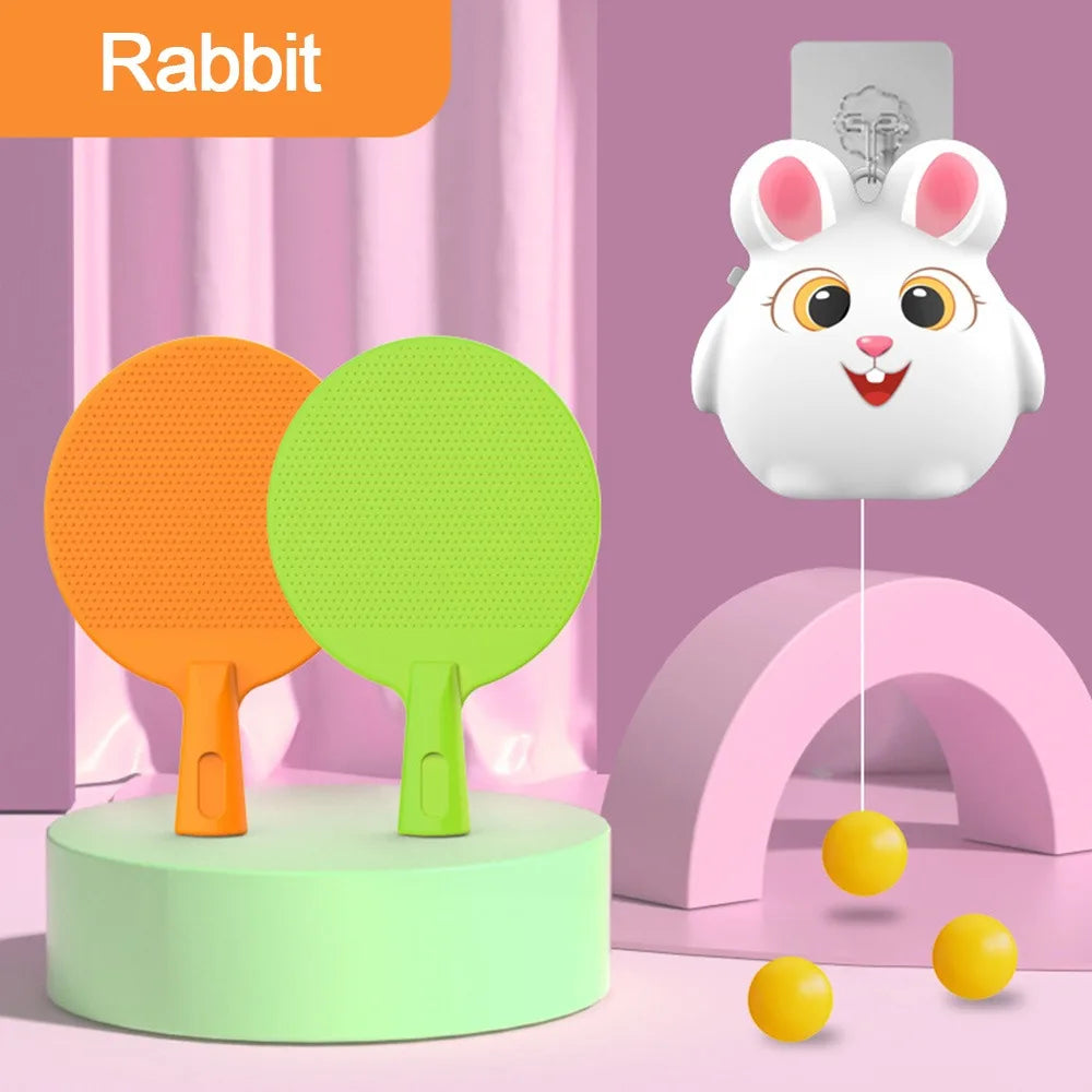 Kids Tennis Trainer Toy – Hand-Eye Coordination Paddle Set Kids Sports Toy Axl 2 Racket5 BallRabbit