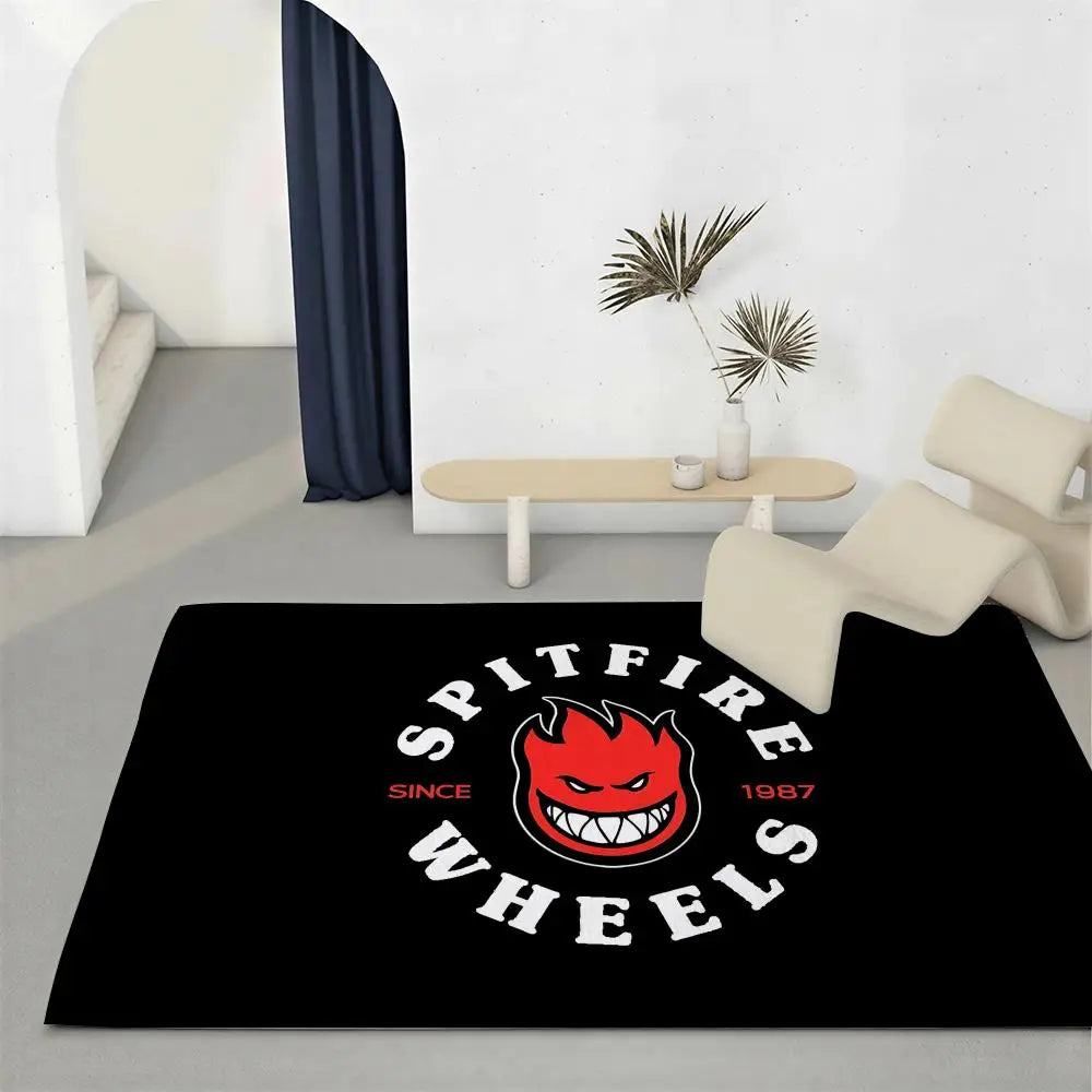 Skate Graphic Flannel Floor Mat – Non-Slip Soft Indoor Rug Indoor Flannel Rug Axl White4 100x160cm