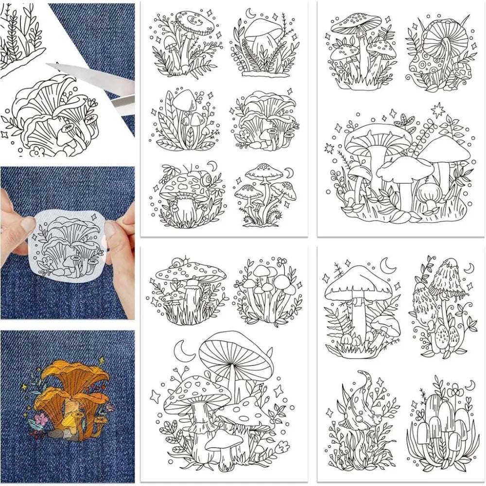 Fantasy Mushroom Water-Soluble Embroidery Stabilizers – 4 Sheets Embroidery Stabilizer Axl AECH04-19124