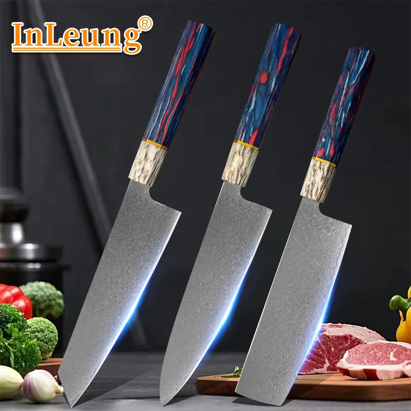 Handmade VG10 Damascus Steel Chef Knife – Colored Wood Handle Damascus Chef Knife Axl