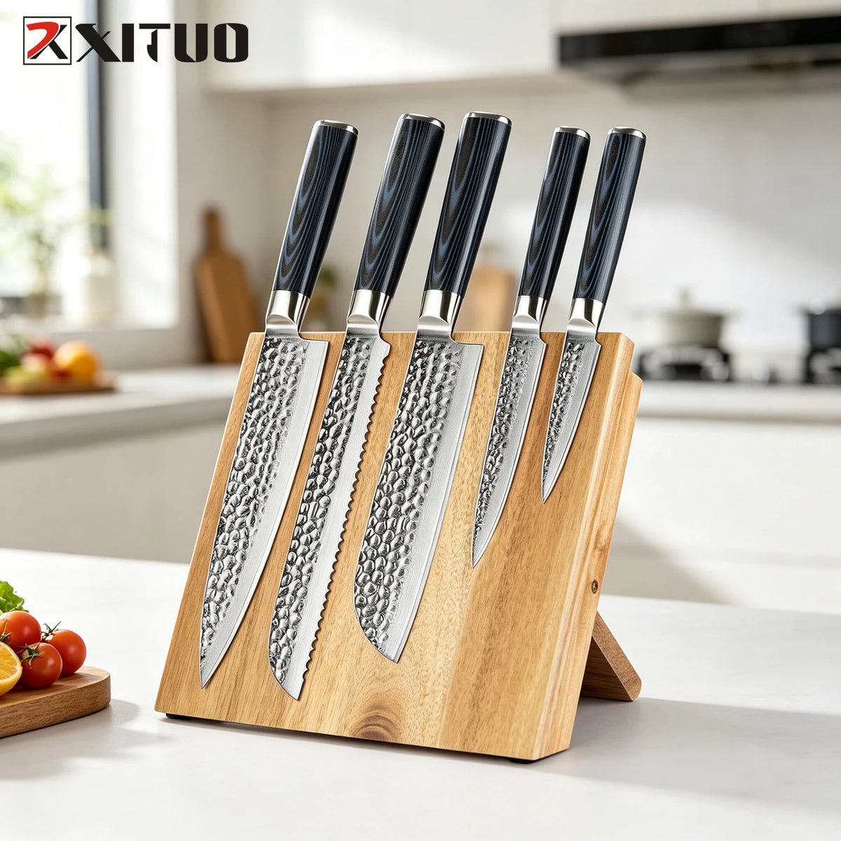 XITUO 6-Pc Damascus Steel Chef Knife Set | VG-10 G10 Handle Kitchen Knife Set Axl 6PCS Knife Set