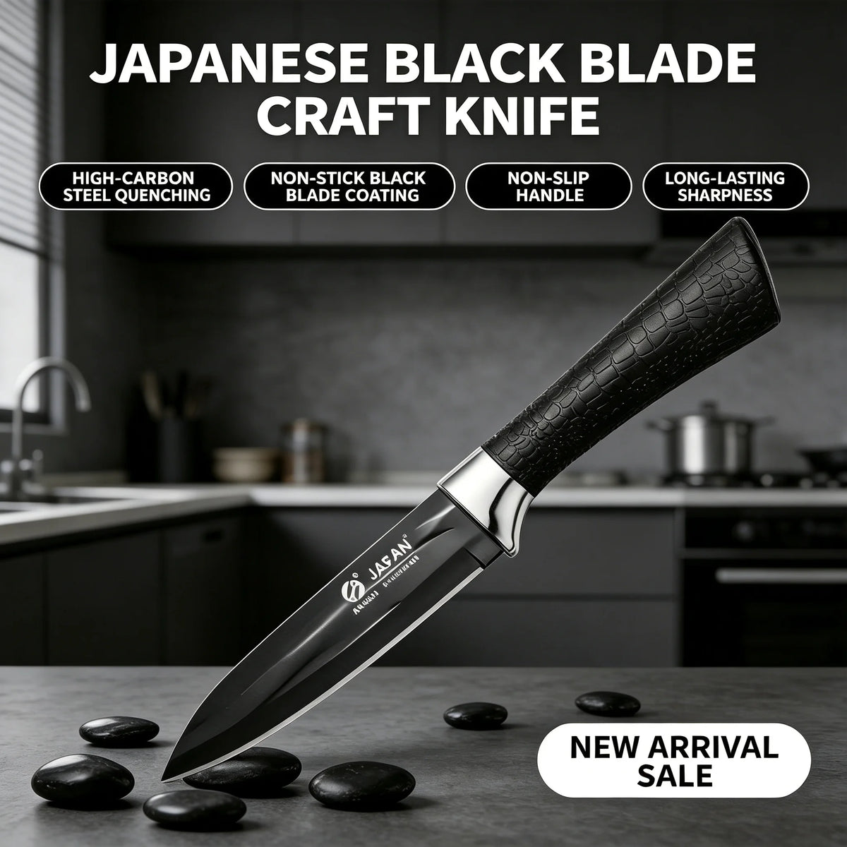 Japanese-Style Black Stainless Steel Paring Knife | Sharp Paring Knife Axl