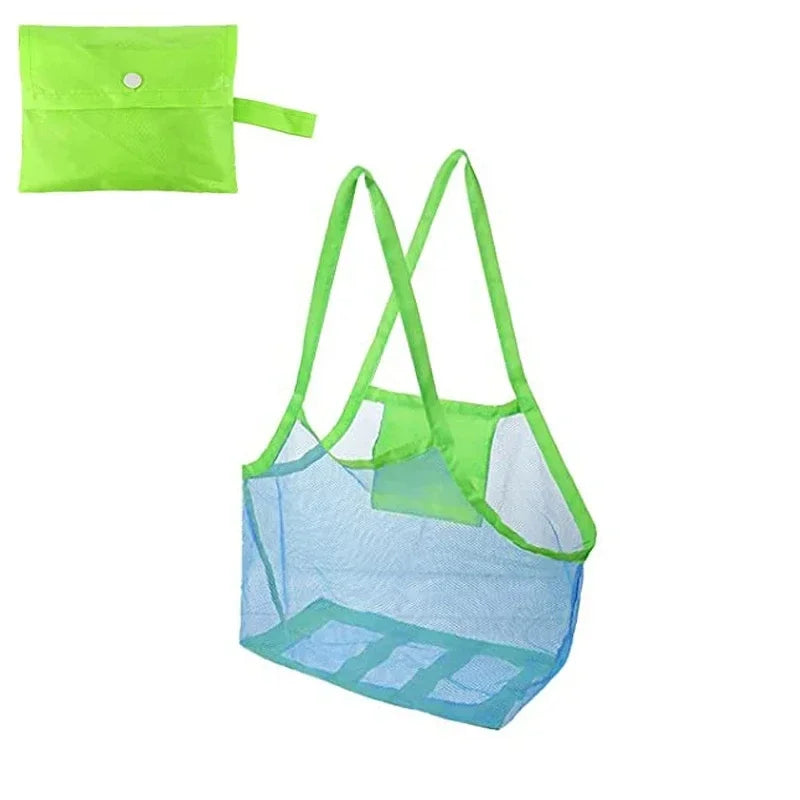 Large Mesh Beach Bag – Sand-Away Foldable Toy Tote Mesh Beach Tote Bag Axl blue