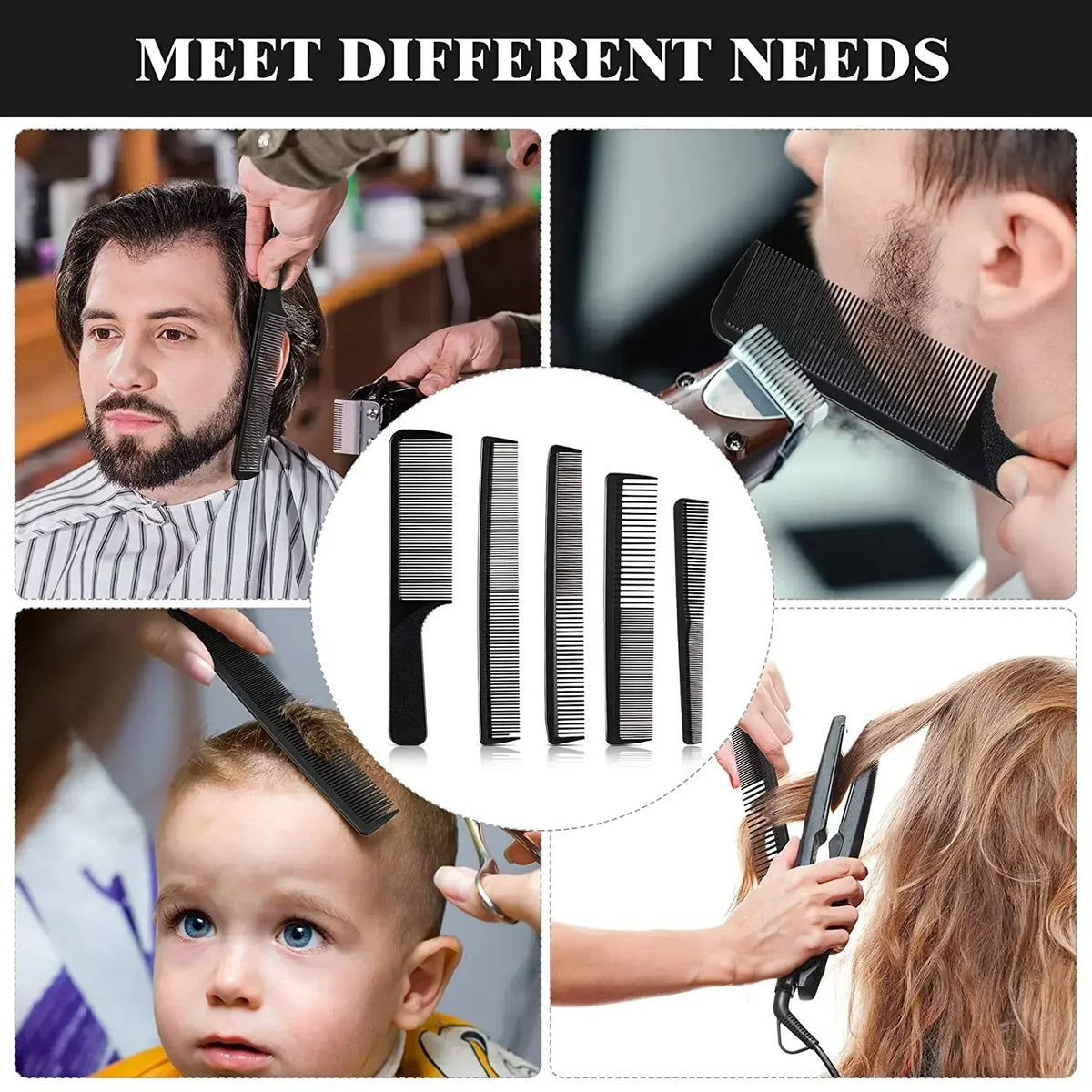 5-Piece Anti-Static Heat-Resistant Hair Comb Set for Men & Women Hair Comb Set Axl