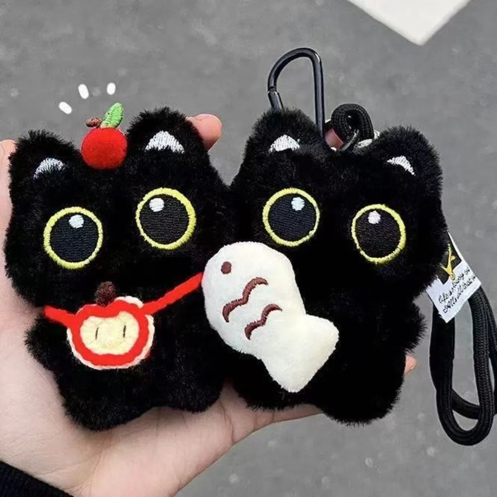 Black Cat Plush Doll Keychain – Cute Animal Bag Charm Gift Plush Keychain Charm Axl