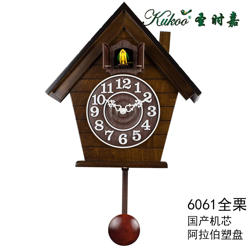 Wood Cuckoo Wall Clock – Bamboo Pendulum Bird Decor 12" Decorative Wall Clock Axl Style 2 29X44CM
