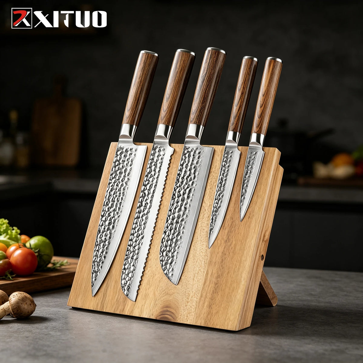 XITUO 6-Piece Damascus VG10 Chef Knife Set & Magnetic Block Damascus Knife Set Axl 6PCS Knife Set