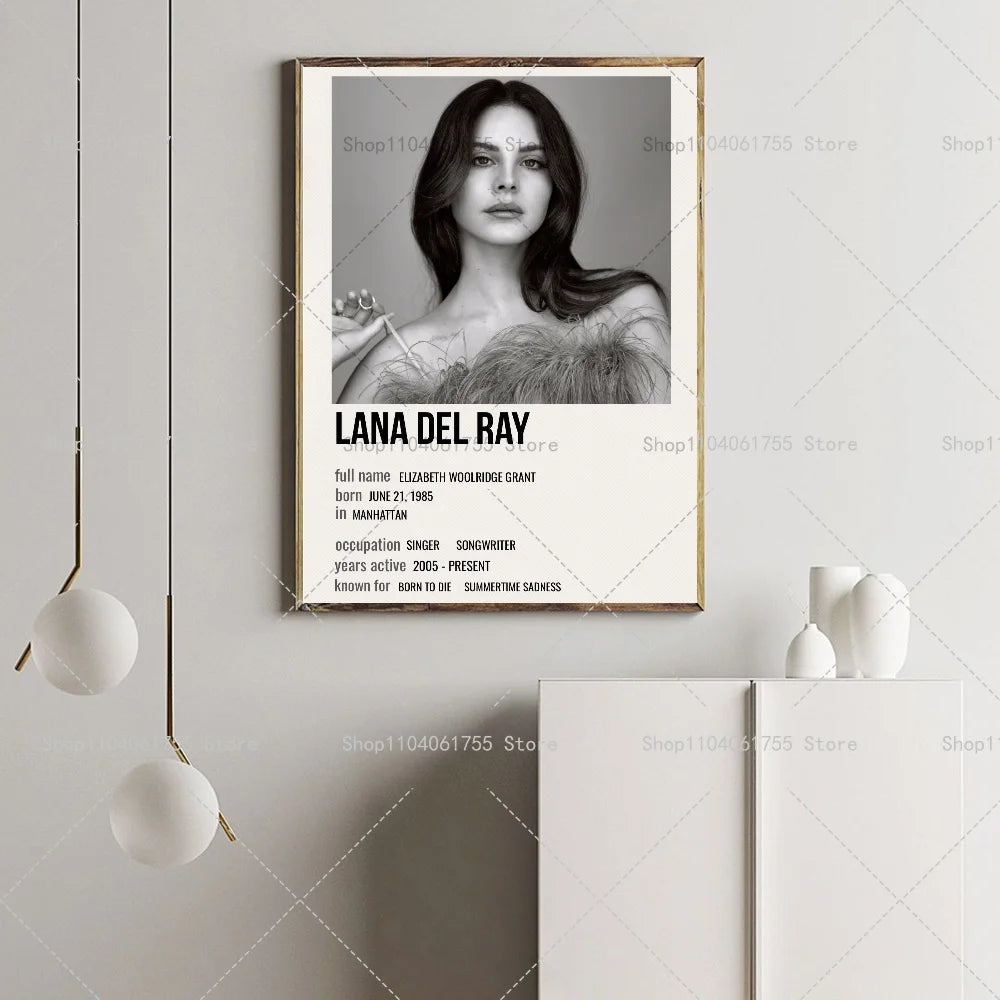 Lana Del Rey Album Wall Poster – Self-Adhesive Waterproof Sticker Music Wall Poster Axl